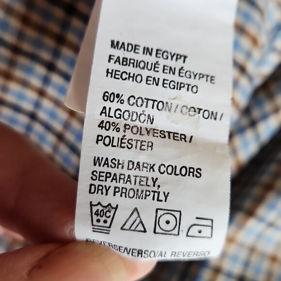 5/$15 Arrow men's XXL (18-18 1/2) plaid button-down dress shirt - Picture 7 of 8